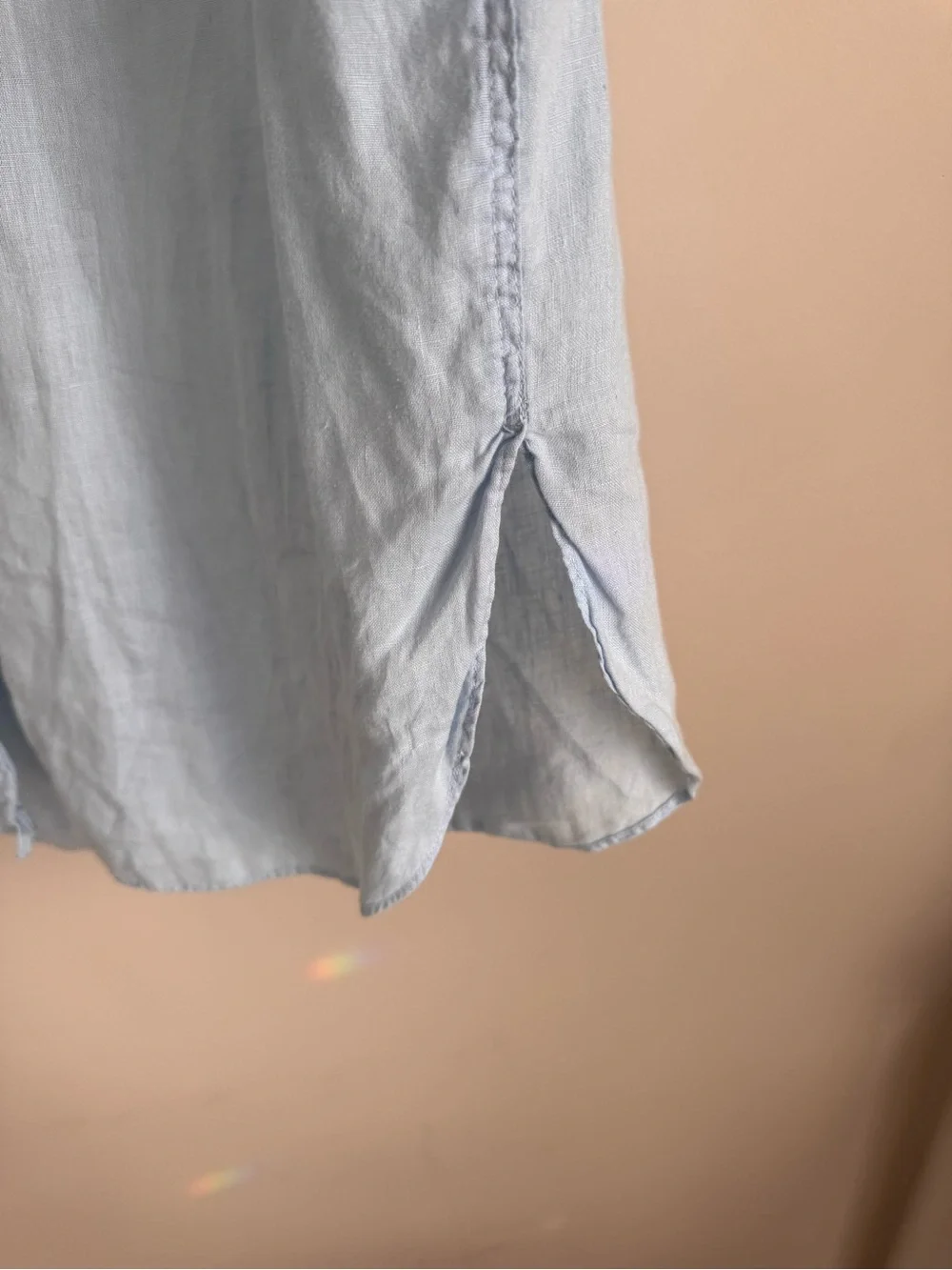 Zara 100% Linen Button Front Shirt Light Blue Oversized XS Coastal Chic - Picture 5 of 7